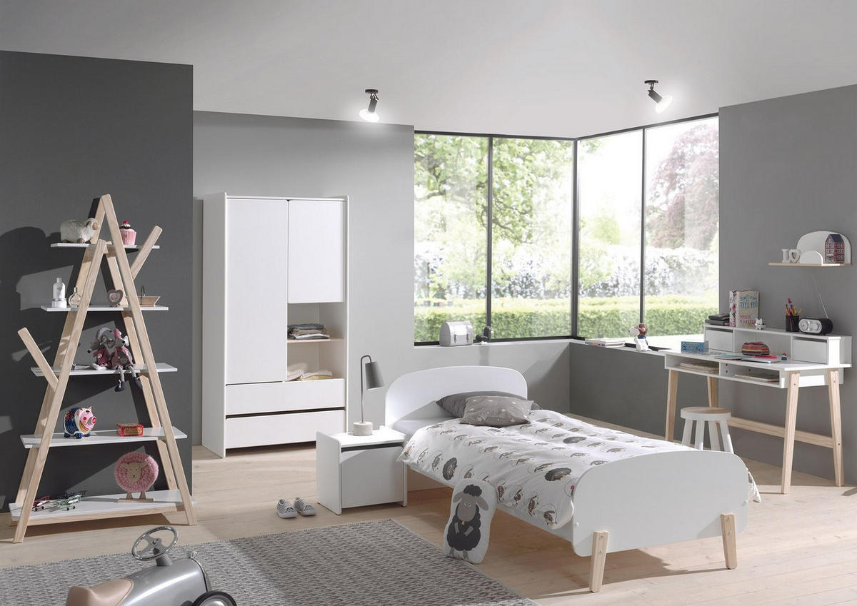 KINDERSCHREIBTISCH Karilynn 120x60x87 MDF+Massivholz Weiß - Weiß, Holzwerkstoff (116/87/160cm) - 58aufmkessel