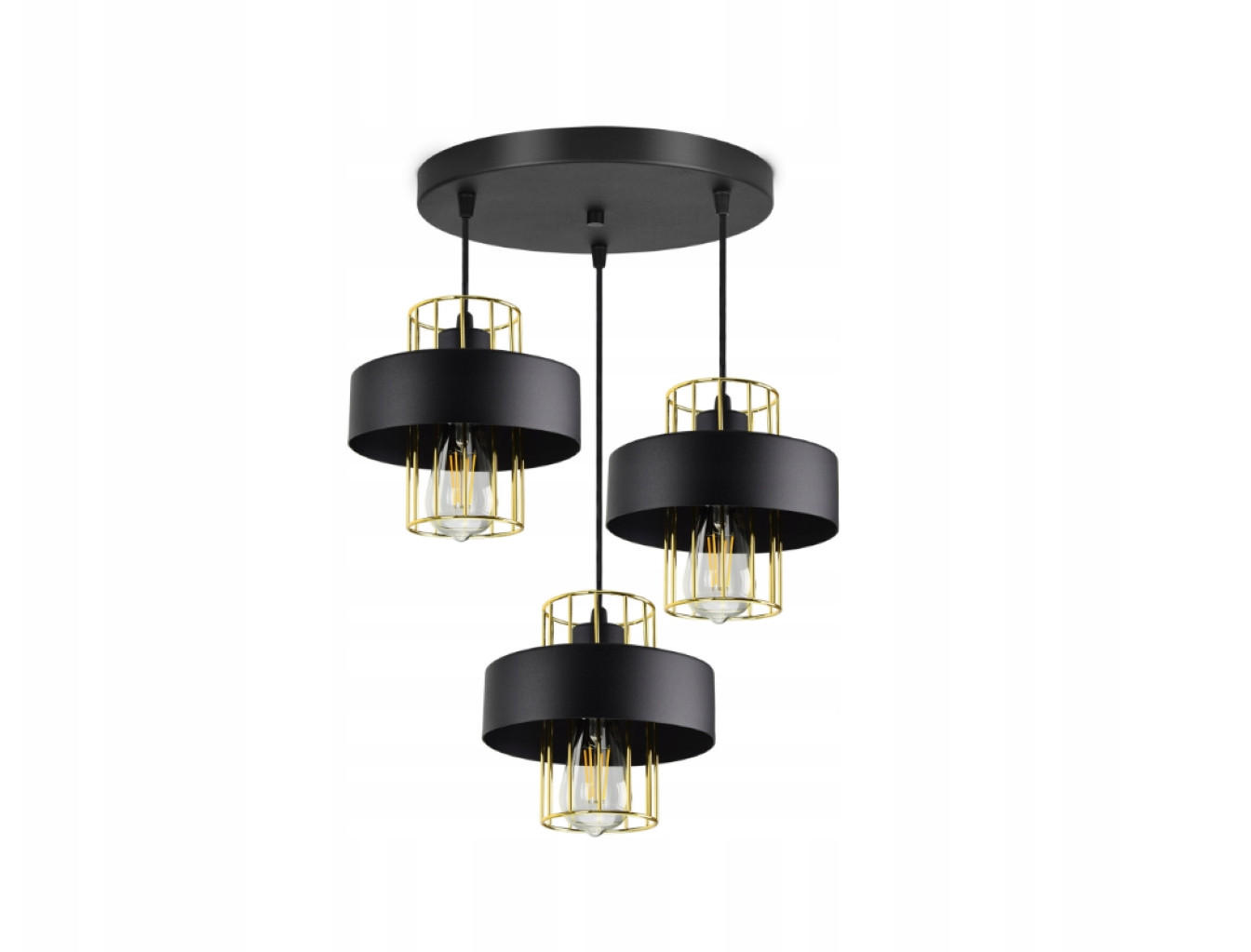 PENDELLEUCHTE LOFT - Goldfarben/Schwarz, Metall (30/30/90cm) - kiki design