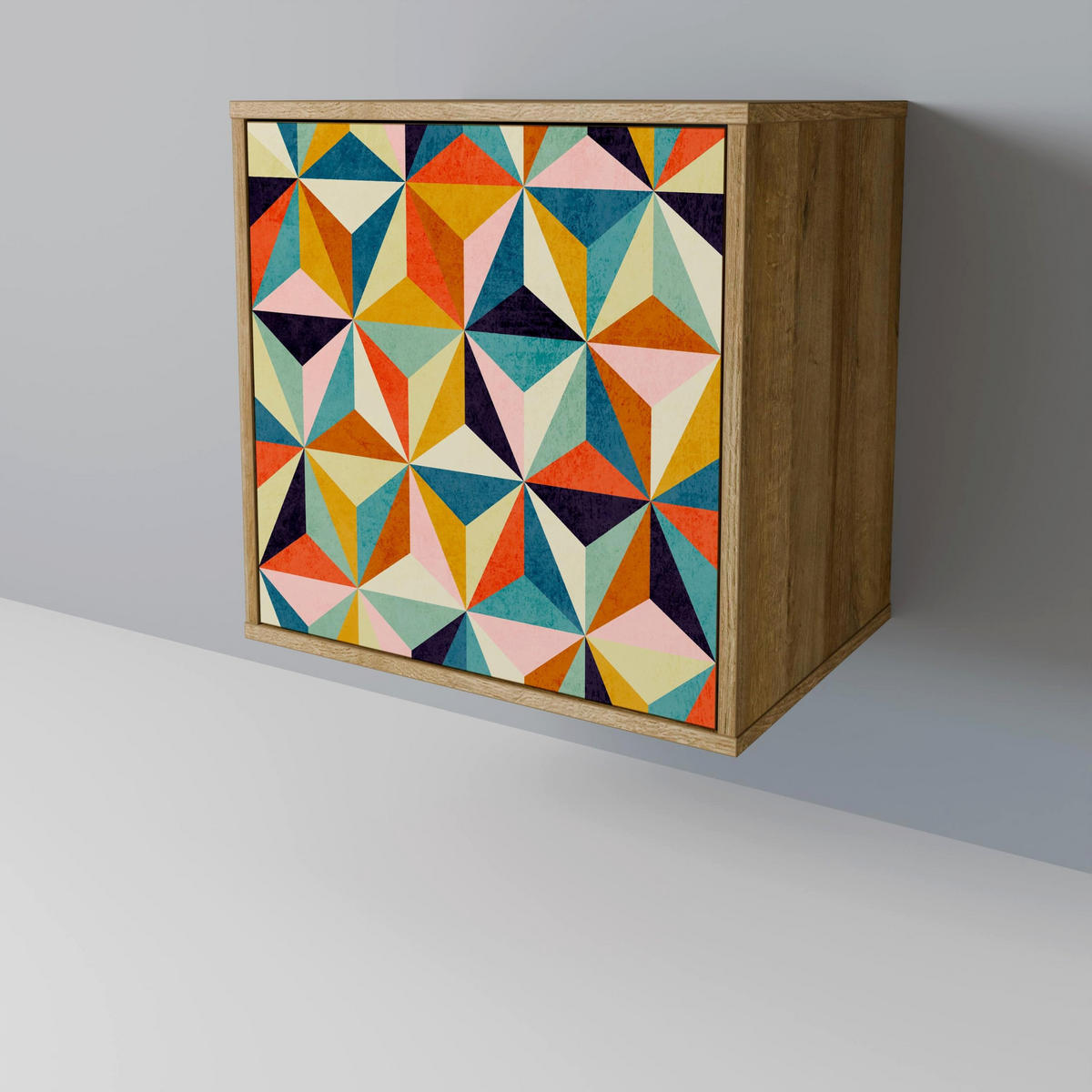 SIDEBOARD TESSELATE TREASURES, Eichefarben, 57,5x42x75,5 cm, Goldfarbene Metallfüße - Eichefarben/Goldfarben, Holzwerkstoff/Metall (57.5/75.5/42cm) - SpaceRebels