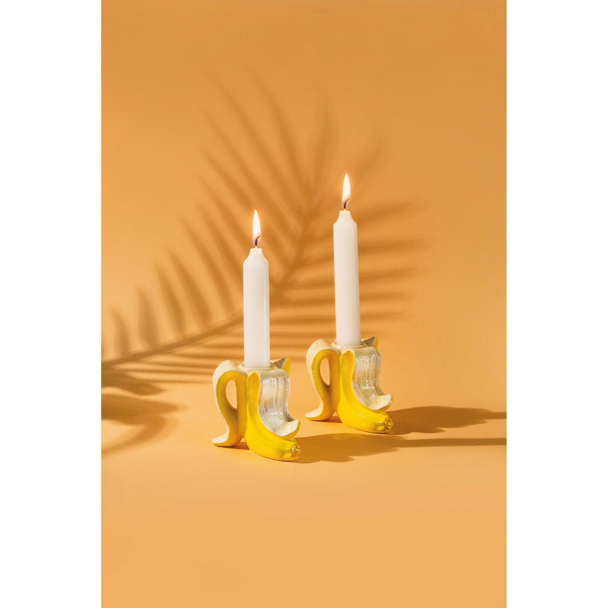 KERZENHALTER Banana Romance, 2er Set, Steingut, Gelb - Gelb, Keramik (8.5/7/7cm)