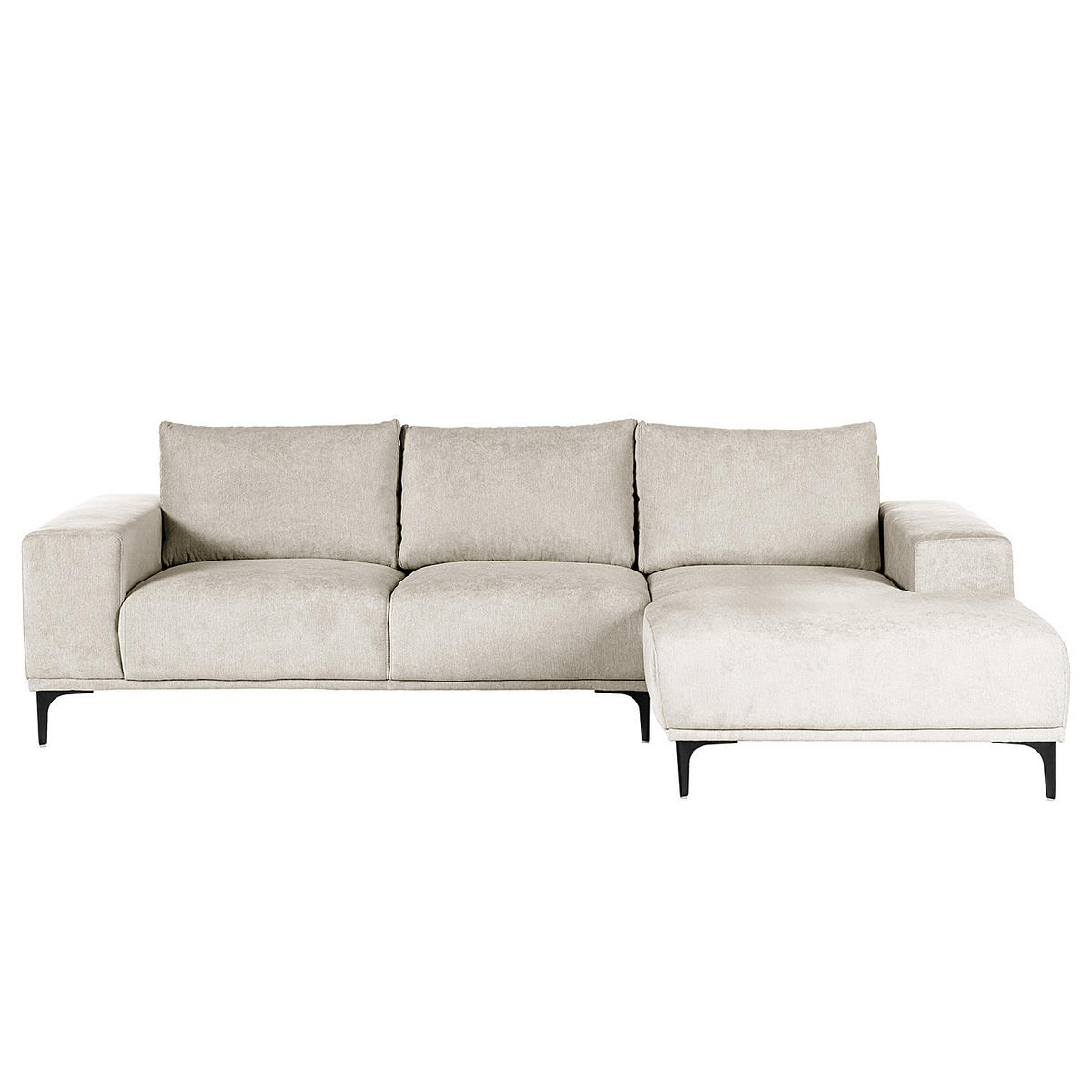 ECKSOFA - Sandfarben/Schwarz, Textil/Metall (244/150cm) - home24