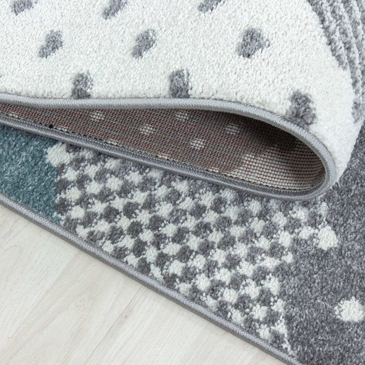 TEPPICH Kinder Kurzflor Wolken Polypropylen Kinderzimmer Blau Läufer 80x150 - Blau, Textil (80/150cm) - KADIMA DESIGN
