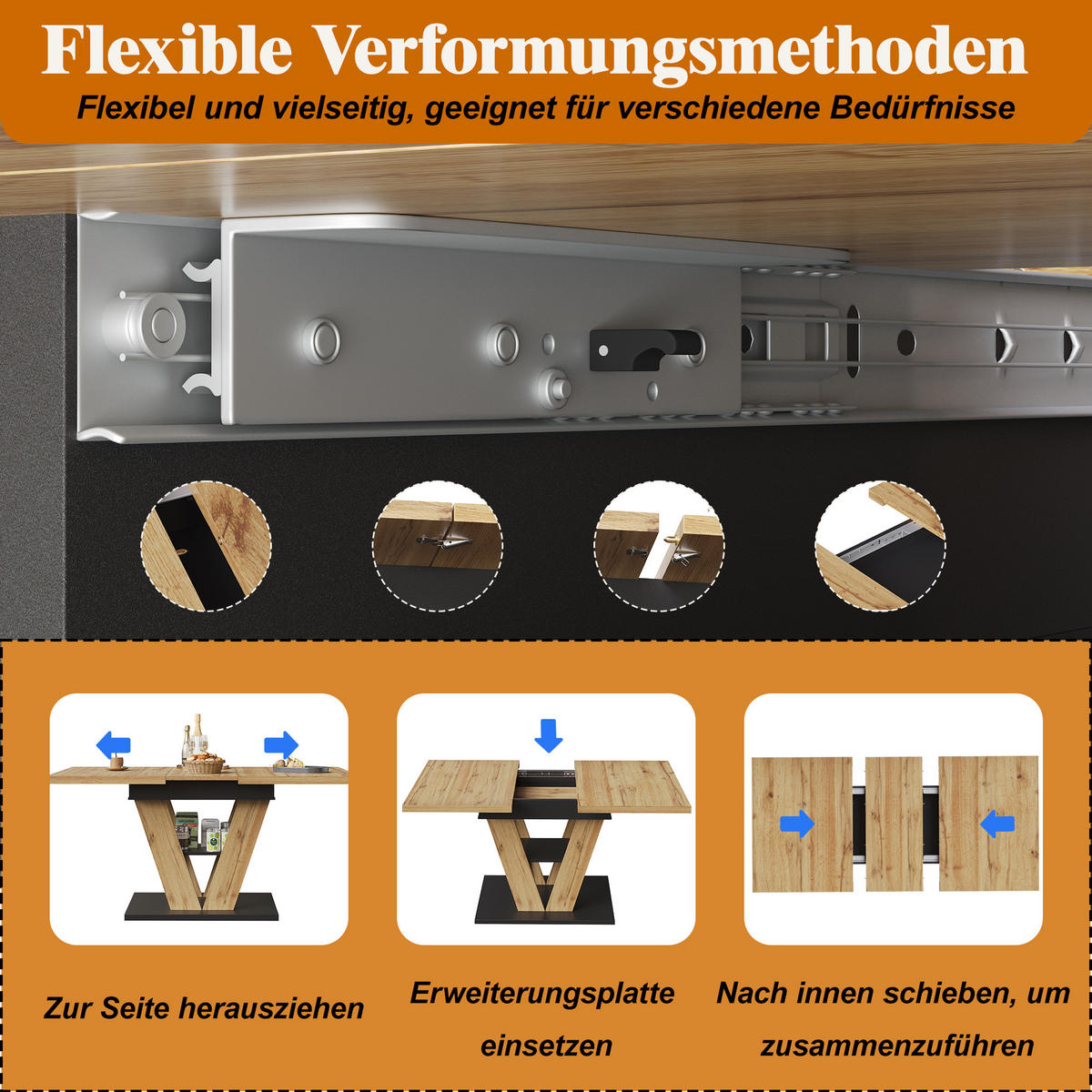 ESSTISCH Ausziehbar 110-140 cm Natural Wood mit verstecktem Staufach - Sonoma Eiche, Holzwerkstoff (80/110/75cm) - Urban Meuble