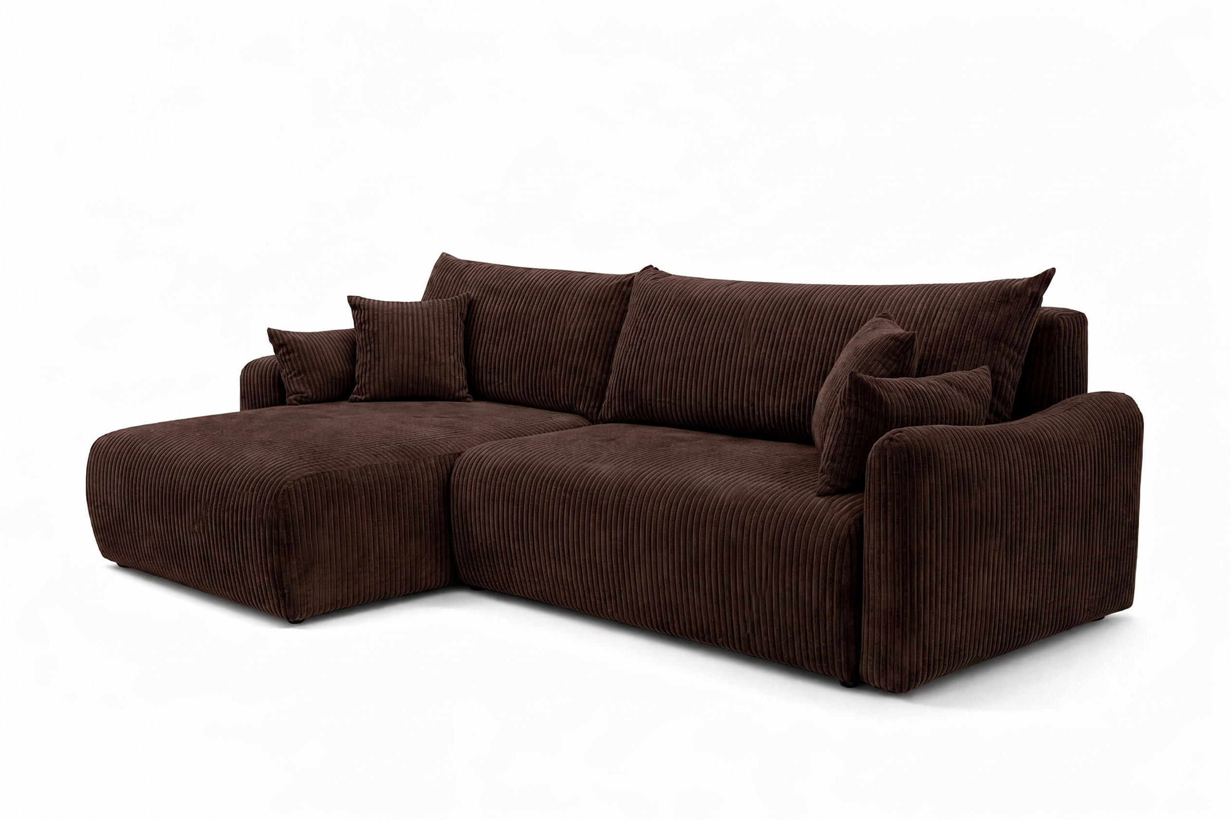 ECKSOFA Mit Schlaffunktion, Cordstoff Poso, Braun, Links, JAPANDI - Braun, Holz (262/145cm) - Kaiser Möbel