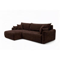 ECKSOFA Mit Schlaffunktion, Cordstoff Poso, Braun, Links, JAPANDI - Braun, Holz (262/145cm) - Kaiser Möbel