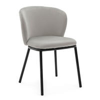 STUHL BARI gepolsterter mit Steppung - hellgrau - Samt Velour - Hellgrau/Schwarz, Textil/Metall (54/81/57cm) - NEW HOME