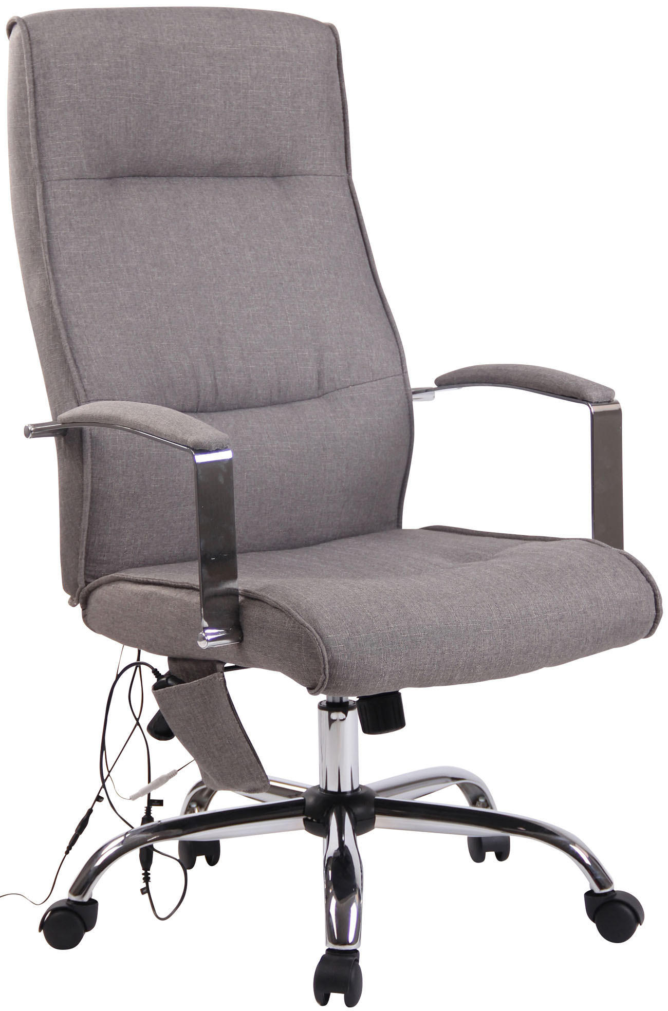 CHEFSESSEL Stoff grau - Chromfarben/Grau, Textil/Metall (63/114/72cm) - CLP
