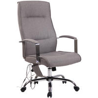 CHEFSESSEL Stoff grau - Chromfarben/Grau, Textil/Metall (63/114/72cm) - CLP