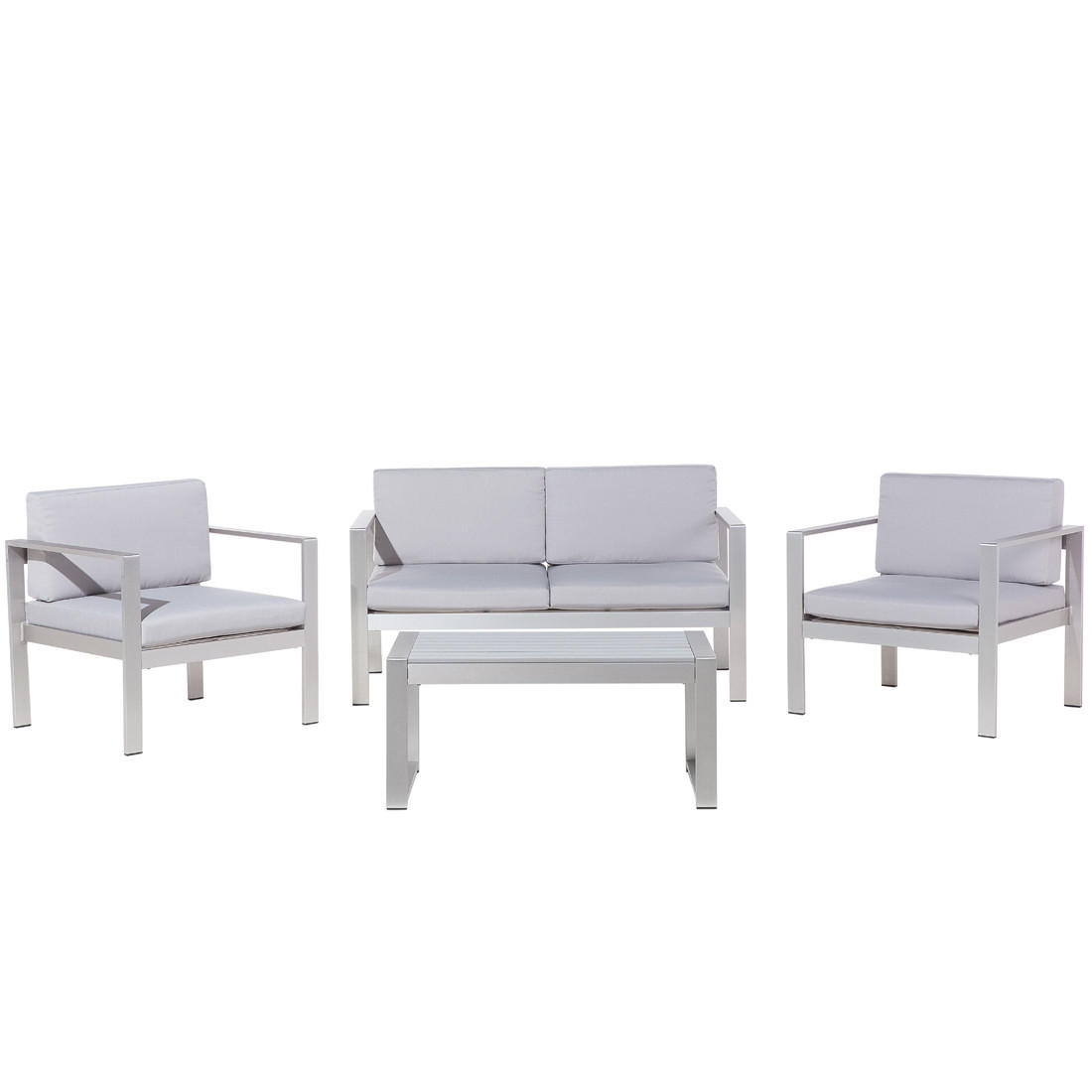 LOUNGE-SET 4-sitzer Aluminium Hellgrau Salerno - Hellgrau, Metall - Beliani