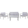 LOUNGE-SET 4-sitzer Aluminium Hellgrau Salerno - Hellgrau, Metall - Beliani