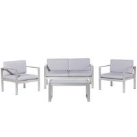 LOUNGE-SET 4-sitzer Aluminium Hellgrau Salerno - Hellgrau, Metall - Beliani