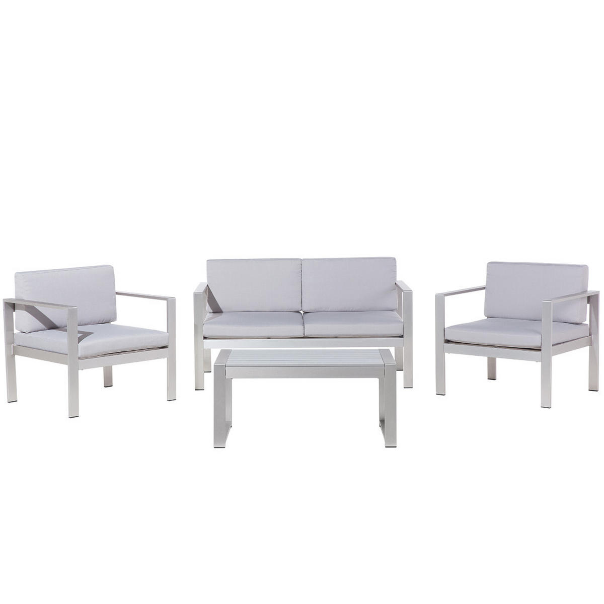 LOUNGE-SET 4-sitzer Aluminium Hellgrau Salerno - Hellgrau, Metall - Beliani