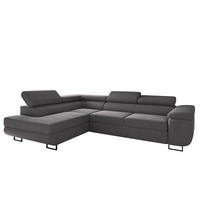 ECKSOFA ATOMIC Mit Schlaffunktion, Stoff Poso, Dunkelgrau, Links - Dunkelgrau, Holz (203/277cm) - Kaiser Möbel