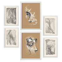 POSTER Set Mit 6 Künste Messen In Weibliche Zusammenfassung A3 & A4 Weißer Rahmen - Weiß, Papier (29/3cm) - Nacnic