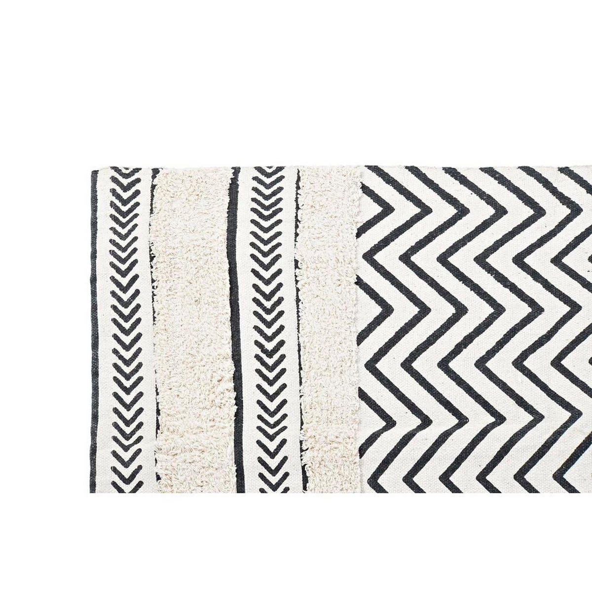 TEPPICH Schwarz Zick-Zack Weiß (120 x 180 x 0,7 cm) - Weiß, Textil (120/180cm) - DKD Home Decor