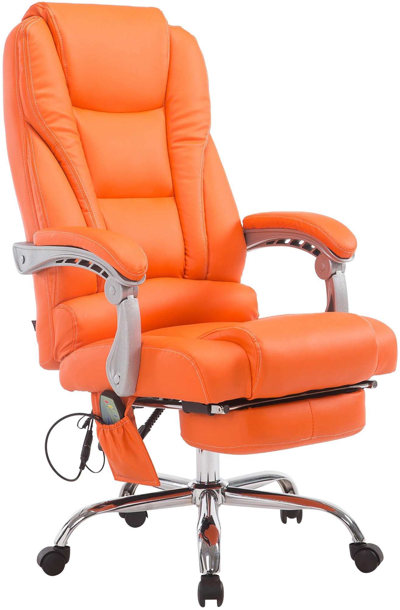 CHEFSESSEL Lederlook orange - Chromfarben/Orange, Textil/Metall (68/118/64cm) - CLP