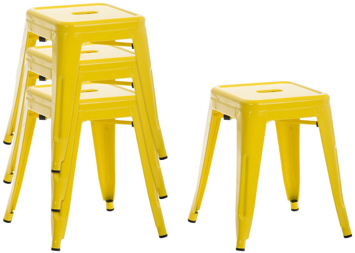 SITZHOCKER 4er Set Arvida gelb - Gelb, Metall (40/46/40cm) - TPFLiving