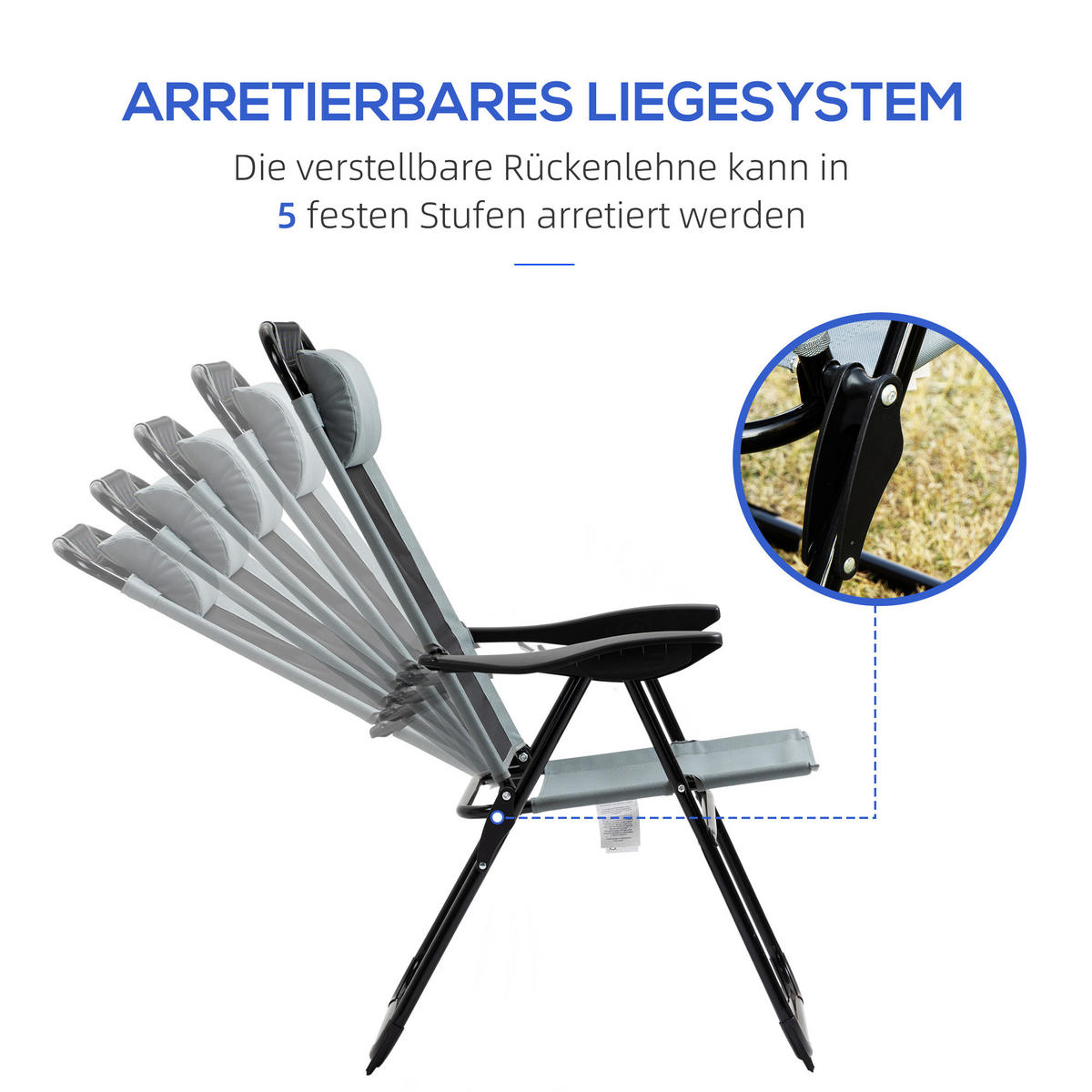KLAPPSTUHL 2er-Set Grau 62.0/70.0/109.0 cm - Grau, Metall (70/109/62cm)