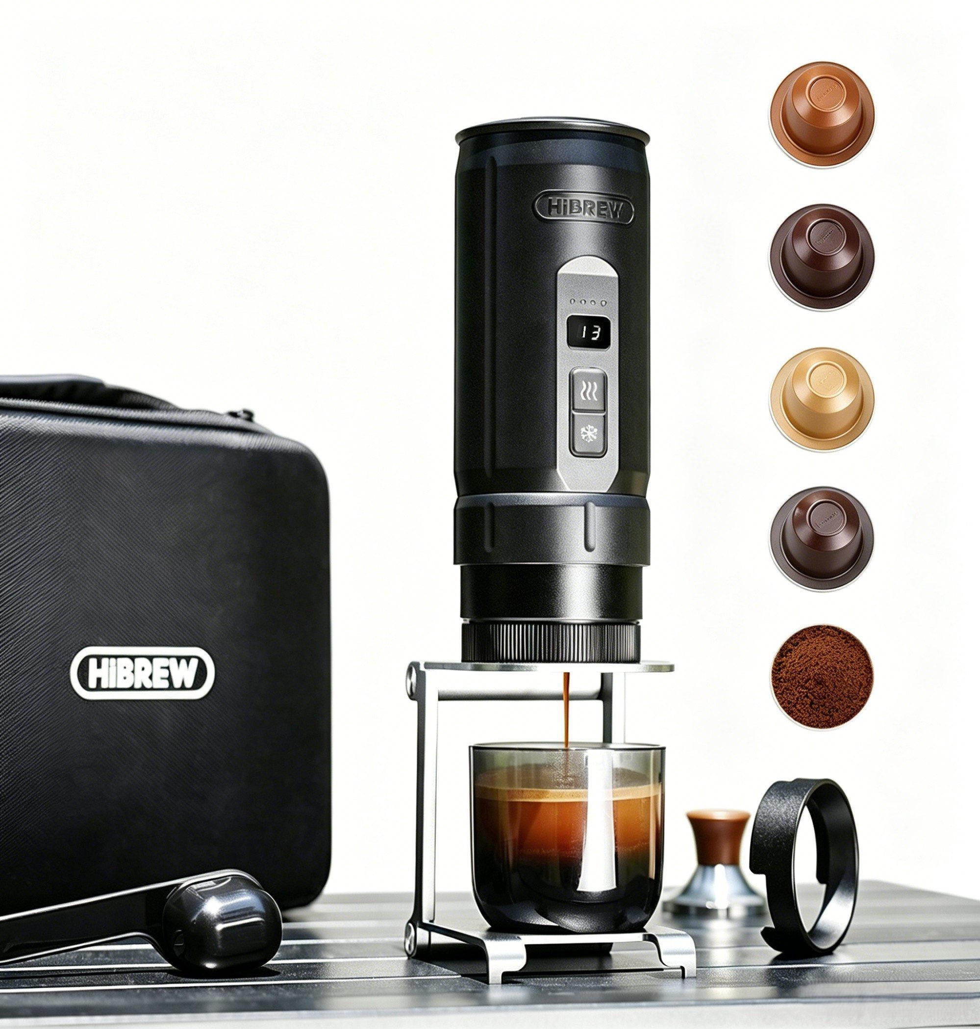ESPRESSOMASCHINE Tragbare Auto Kaffeemaschine mit Heizfunktion 20 Bar - Schwarz, Metall (7.5/22/7.5cm) - BEXEVUE