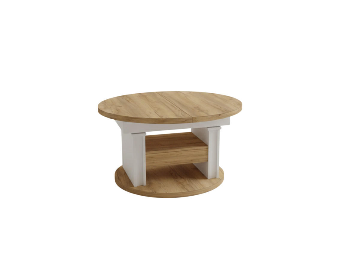 designimpex COUCHTISCH rund ausziehbar höhenverstellbar Schubalde 100/100/60 cm jetzt nur online ➤