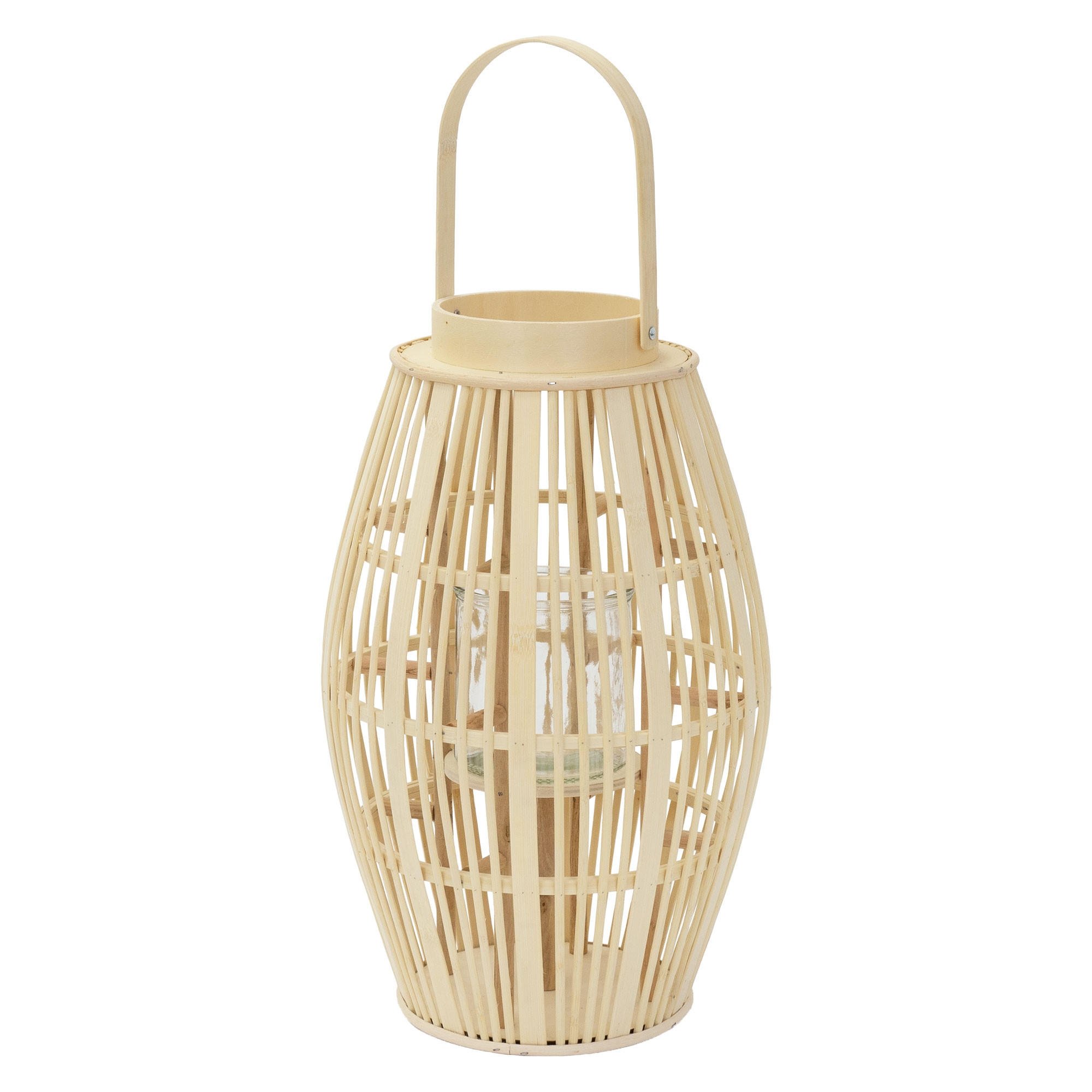 BAMBUS LATERNE H: 63 cm Holzfarbe Boho Stil - Naturfarben, Holz (28/46/28cm) - ECD-Germany