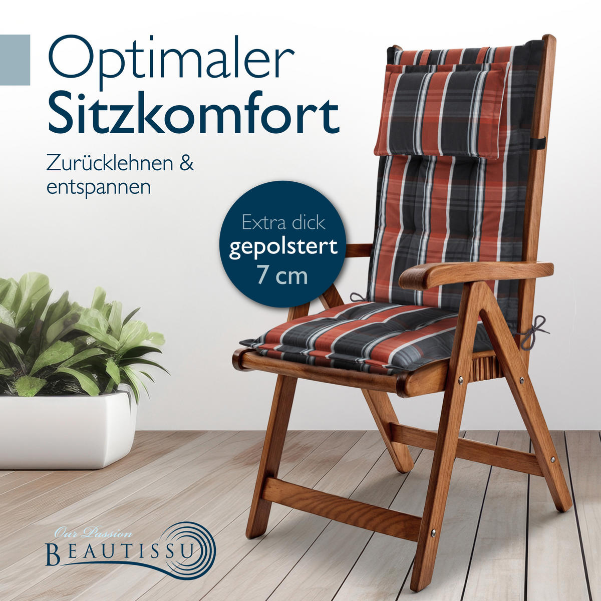 HOCHLEHNER Highlux HL 120x52x7cm Grau-Orange-Weiß-Kariert (7tlg) - Orange, Textil (52/120cm) - Beautissu 