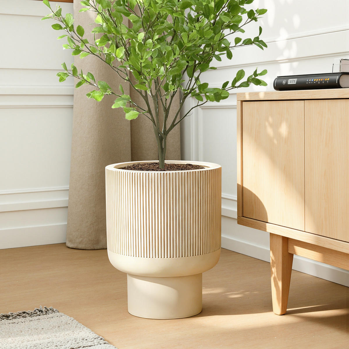 PFLANZKÜBEL rund, beige, aus MgO, Ø 31 × H 41 cm - Beige, Naturmaterialien (41cm)