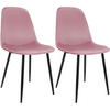 ESSZIMMERSTUHL 2er Set Samt Rosa - Schwarz/Rosa, Textil/Metall (45/88/54cm) - CLP