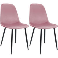 ESSZIMMERSTUHL 2er Set Samt Rosa - Schwarz/Rosa, Textil/Metall (45/88/54cm) - CLP