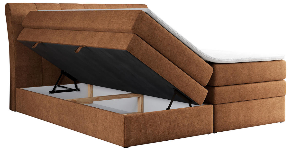 BOXSPRINGBETT GOLD-10 KING 120/200 Orange Struktur - H3 - Orange, Holz/Textil (120/200cm) - MKS