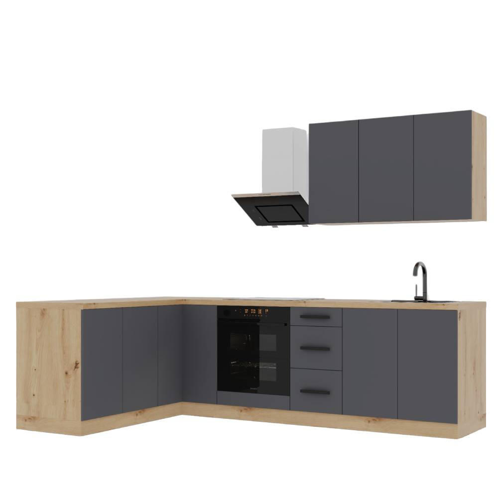 WINKELKÜCHE 270 cm -Langen K99-M270 in Grau/Matt - Grau, Holz (270/212/170cm)