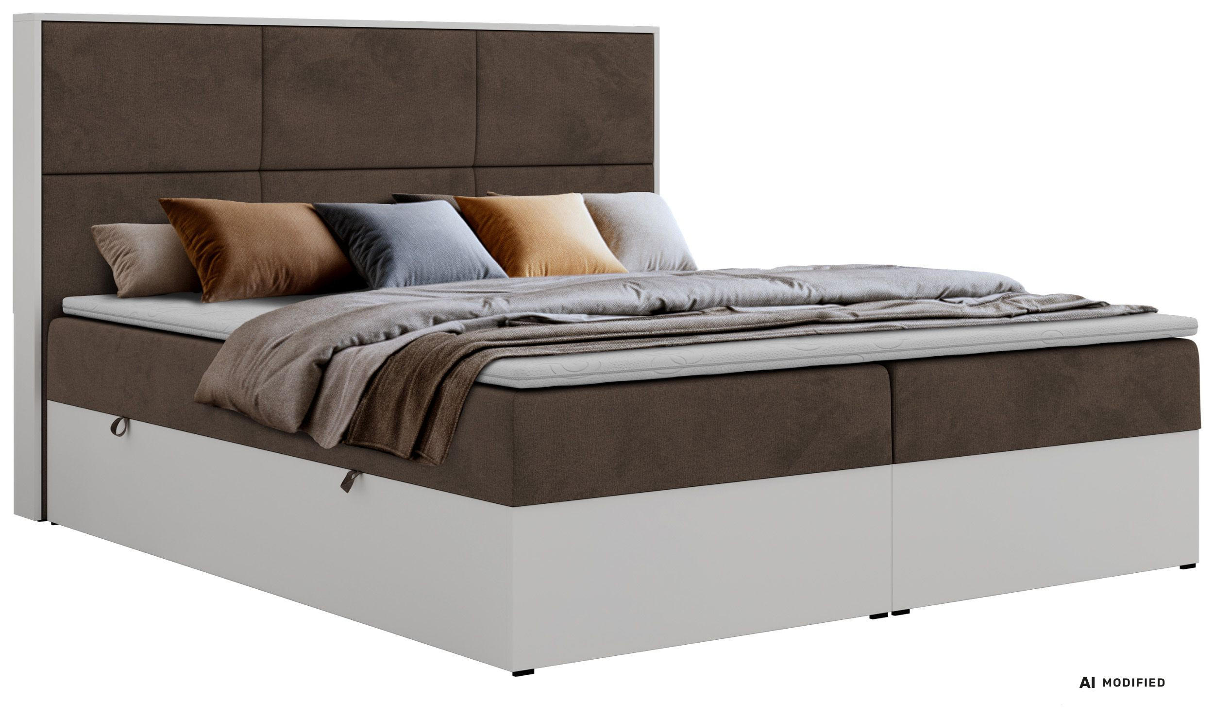 KONTINENTÁLNÍ POSTEL DELVIT 160/200 - Hnědá Samet - Topper Visco - H3 - černá/hnědá, textil/plast (160/200cm) - MKS