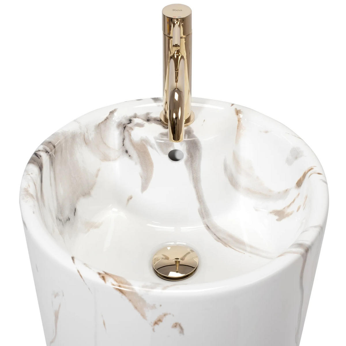STANDWASCHBECKEN Rea Blanka Marble - Weiß, Keramik (40/85/40cm) - REA