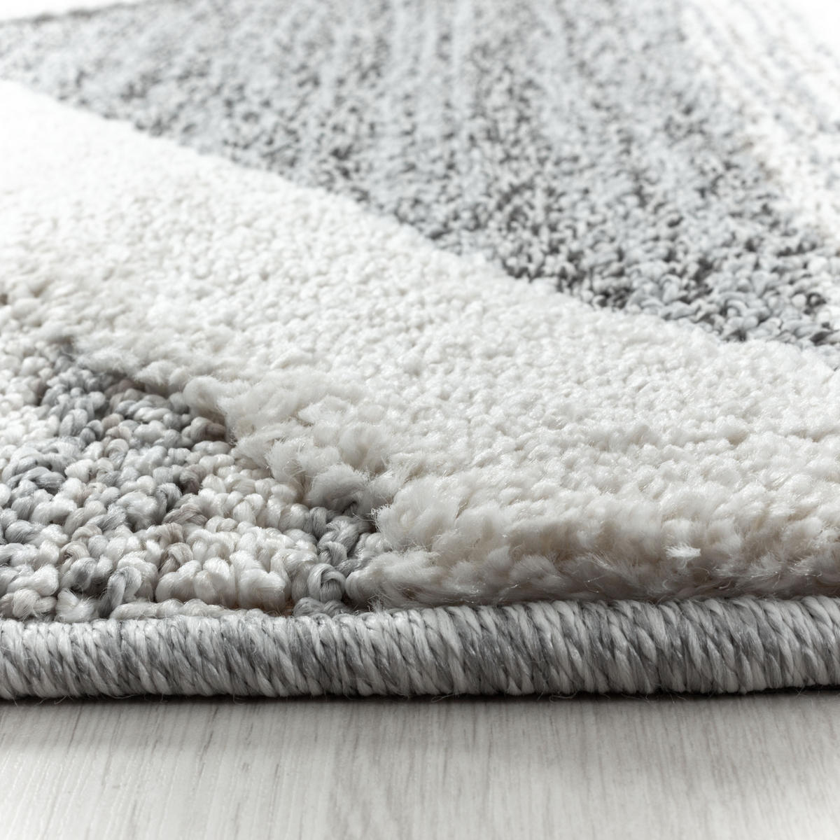 TEPPICH Hochflor Hoch-Tief Geometrisch Polypropylen Wohnzimmer Grau Rund 160x160 - Grau, Textil (160/160cm) - KADIMA DESIGN