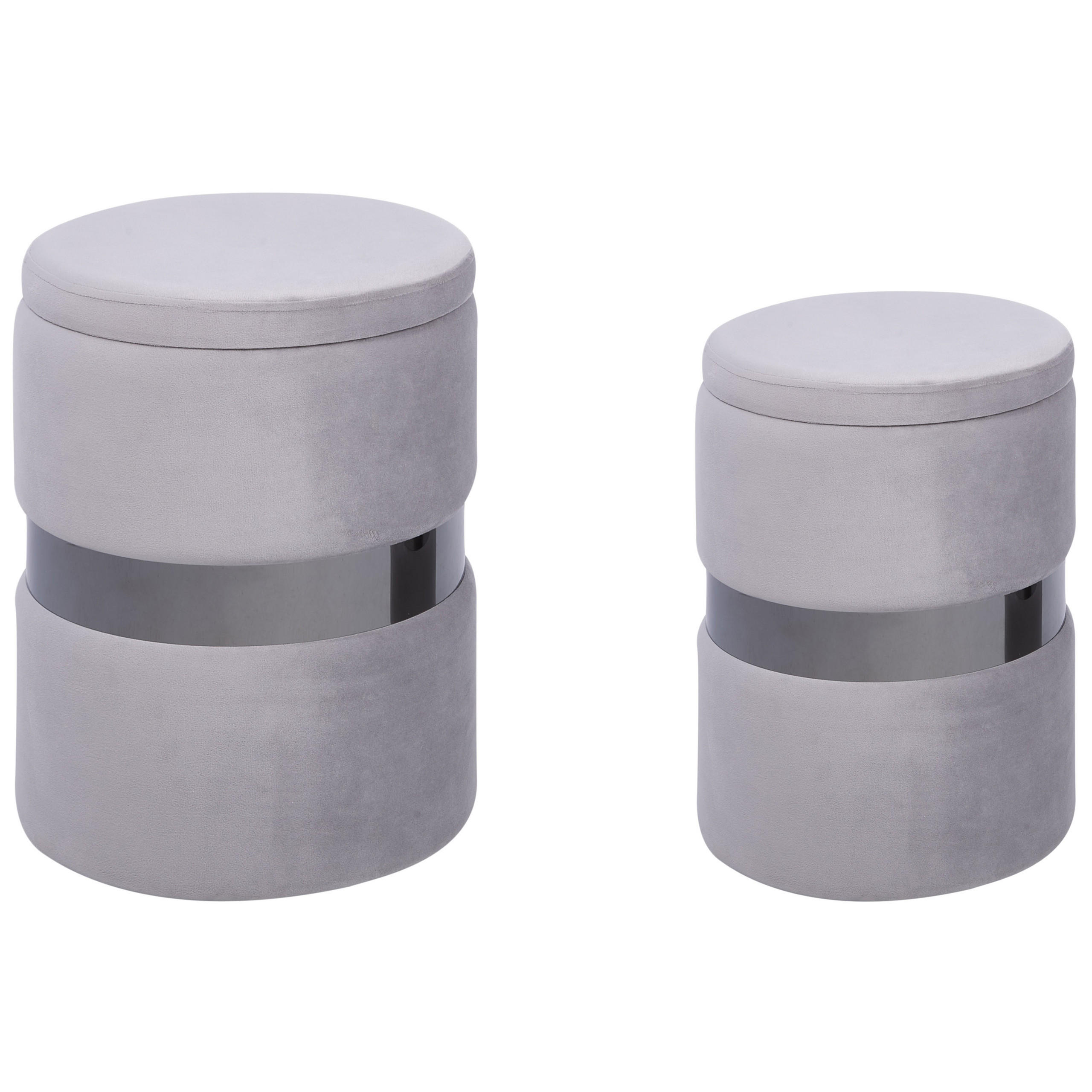 POUF Doris 35-30/35-30/44-36 cm - Grau, Textil (35/36/35cm) - Beliani
