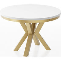 ESSTISCH Clara Gold runder ausziehbarer, Weiß 120-200/120/76 cm - Goldfarben/Weiß, Holzwerkstoff/Metall (120/120/76cm) - WFL GROUP