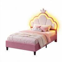 KINDERBETT 90/200 cm, in Rosa Flanell, Lattenrost, Verstellbares Kopfteil - Pink, Holz/Textil - BPKADHY