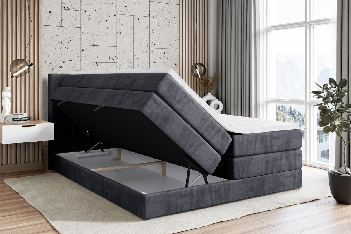 BOXSPRINGBETT IDRIKO KING - 120x200 - H3/H4 - Dunkelgrau - Dunkelgrau, Holzwerkstoff (120/200cm) - ALTDECOR