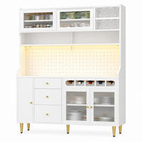 HOCHSCHRANK mit LED 145 x 39 x 171 cm MDF Glas Weiß - Weiß, Glas (39/171/145cm) - Meubliv