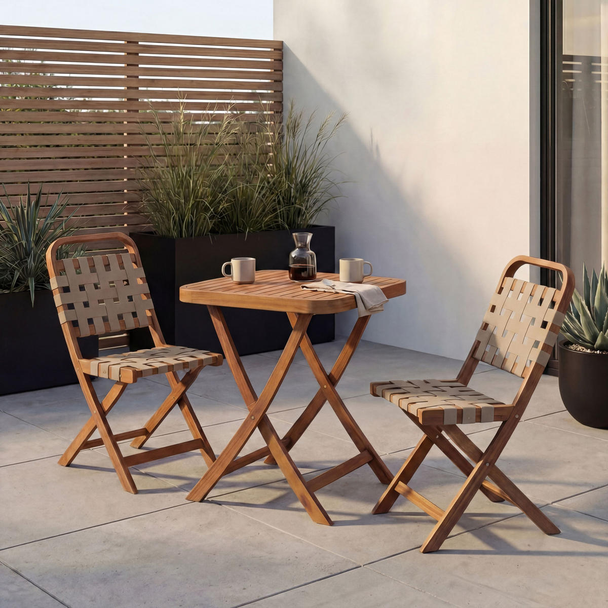 GARTEN-SET 2x Stuhl Natur-Creme - Creme, Holz - PROREGAL