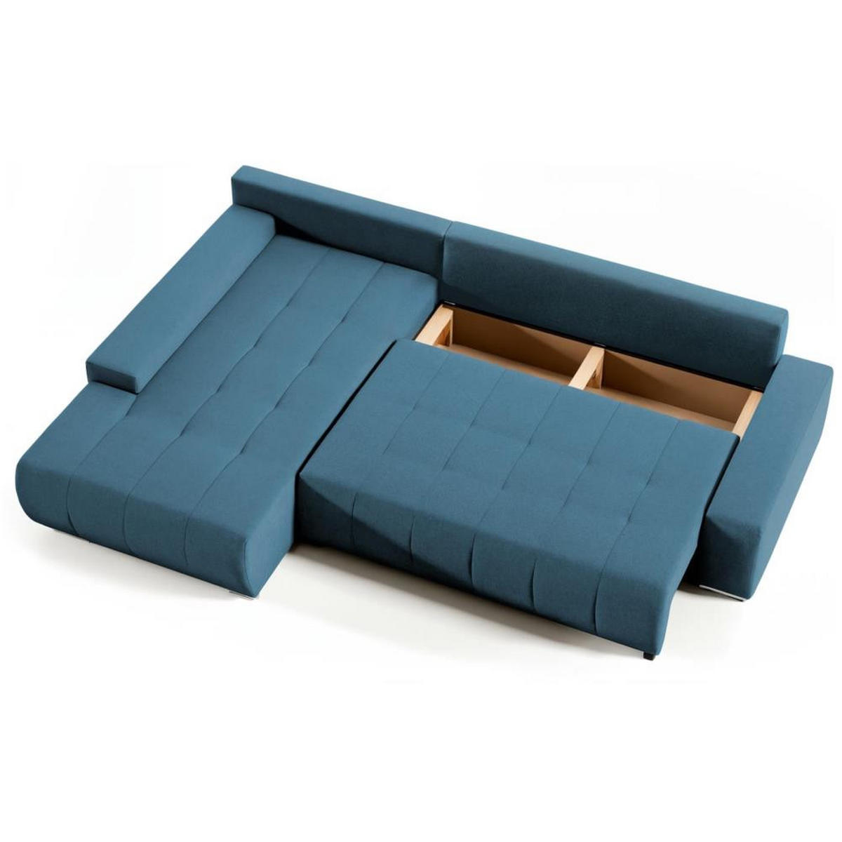 ECKSOFA Draco L blau links - Chromfarben/Blau, Textil/Metall (267/186cm) - Beautysofa