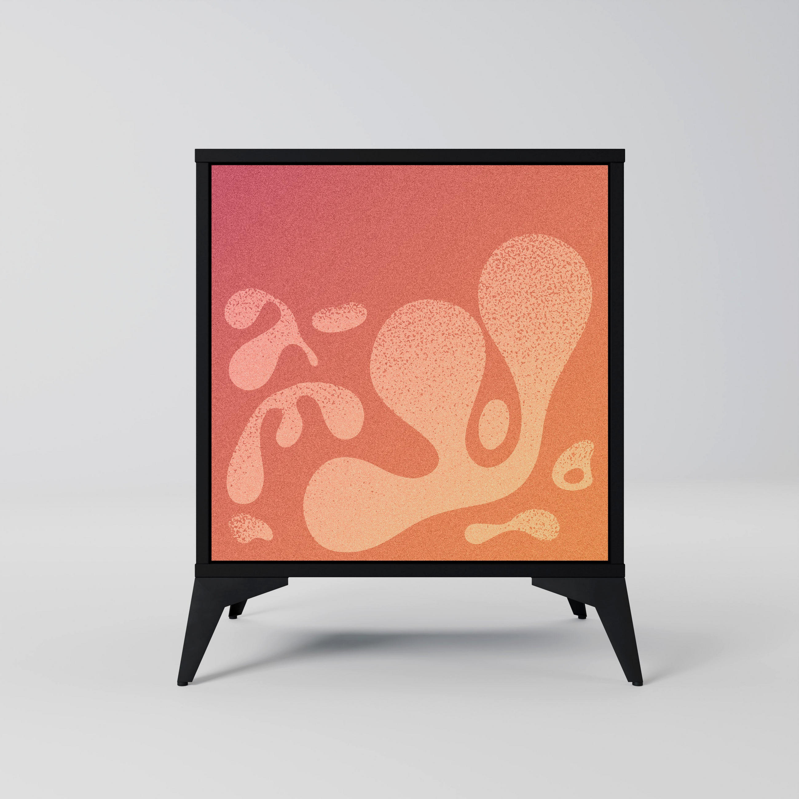 SIDEBOARD IRREGULAR PINK, Schwarz, 57,5x42x70,5 cm, Schwarze Metall-Sternfüße - Multicolor/Schwarz, Holzwerkstoff/Metall (57.5/70.5/42cm) - SpaceRebels