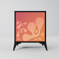 SIDEBOARD IRREGULAR PINK, Schwarz, 57,5x42x70,5 cm, Schwarze Metall-Sternfüße - Multicolor/Schwarz, Holzwerkstoff/Metall (57.5/70.5/42cm) - SpaceRebels