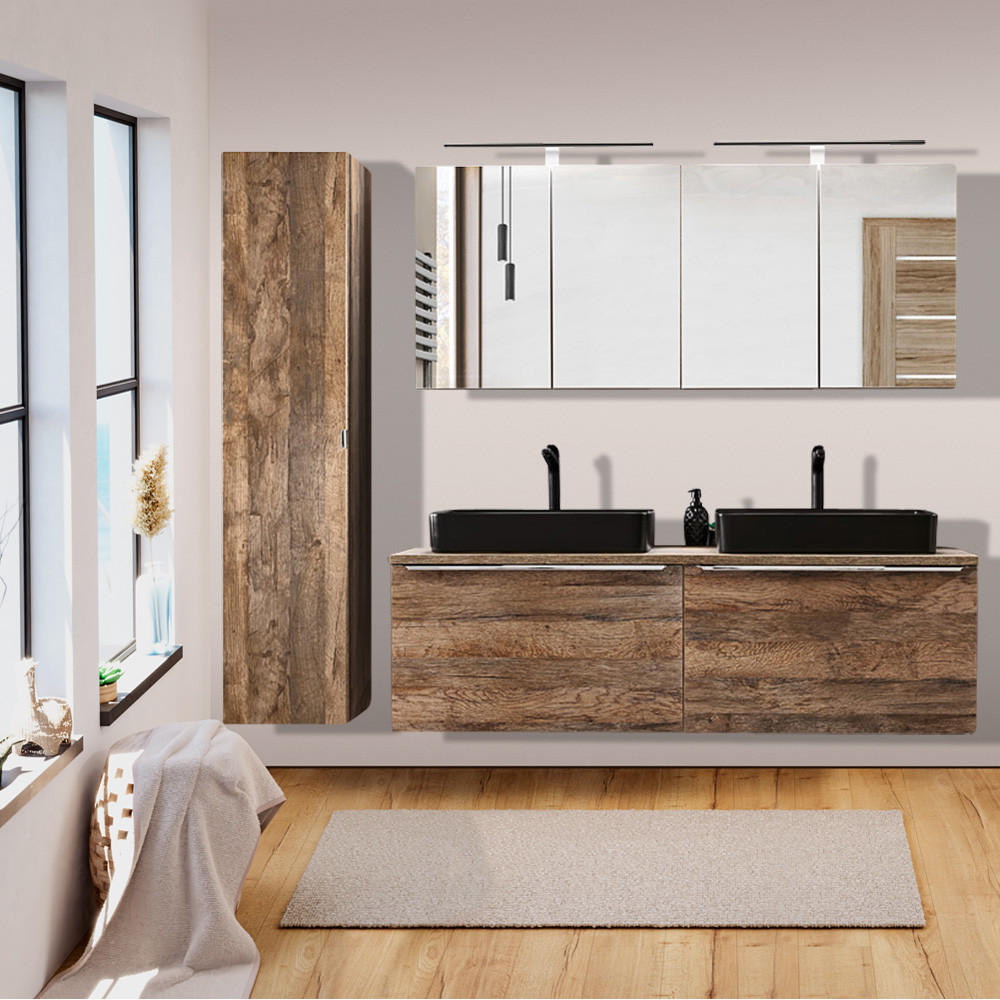 BADMÖBEL-SET 10-TLG. Puebla-56 - Braun, Holzwerkstoff (210/200/46cm) - Lomado