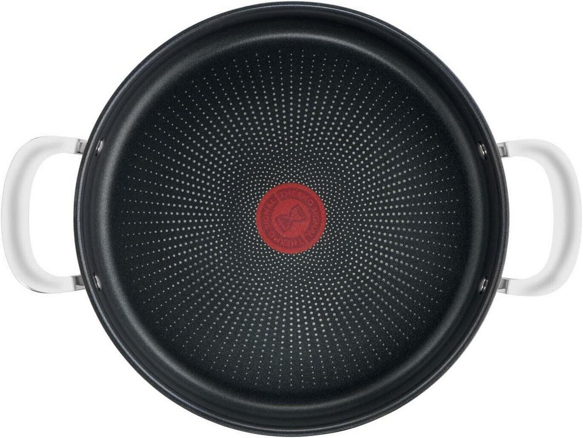 SERVIERPFANNE mit DECKEL 25cm -Jamie Oliver- Edelstahl beschichtet Induktion Schmorpfanne Spülmaschinenfest Pfanne Bratpfanne Antihaftbeschichtet - Silberfarben, Metall (25cm) - Tefal