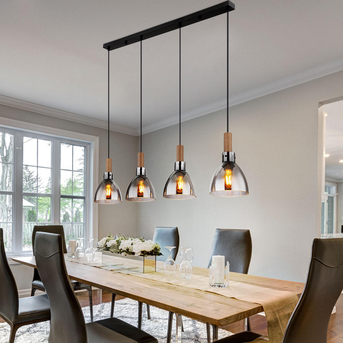 HÄNGELEUCHTE Mattea Metall Schwarz - Schwarz, Glas (105/16/120cm) - Globo Lighting