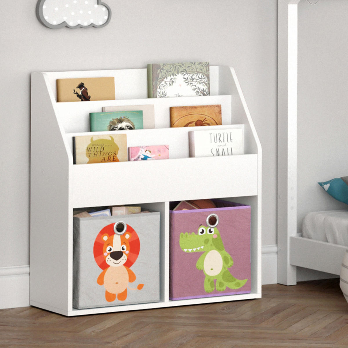 KINDERREGAL Luigi Weiß 72 x 79 cm mit 2 Faltboxen opt.3 - Weiß, Holzwerkstoff (72/79/30.7cm) - Vicco