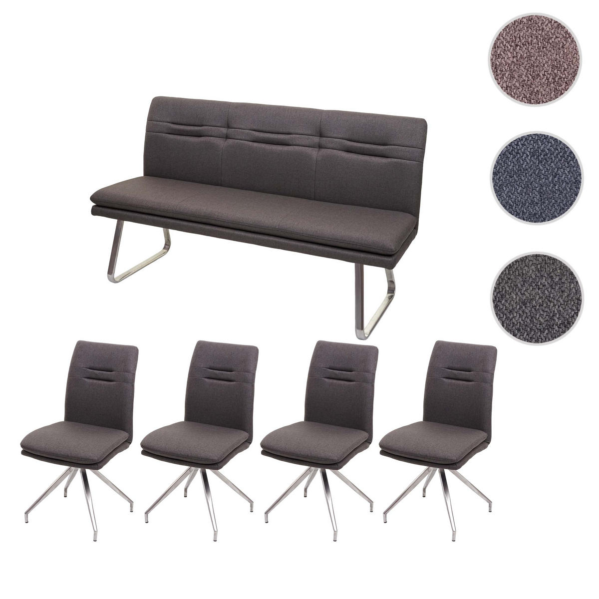 ESSZIMMER-SET Grau, Braun 5er-Set - Braun/Grau, Textil (160/90/60cm) - MCW