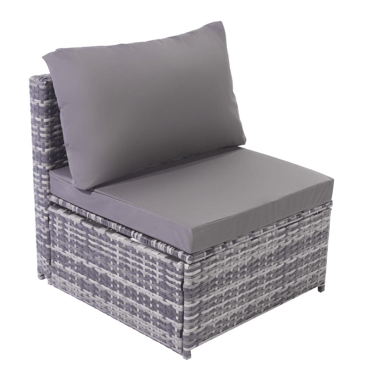 GARTENLOUNGE 194/70/157 cm grau aus Rattan mit Sonnendach - Grau, Kunststoff - OKWISH