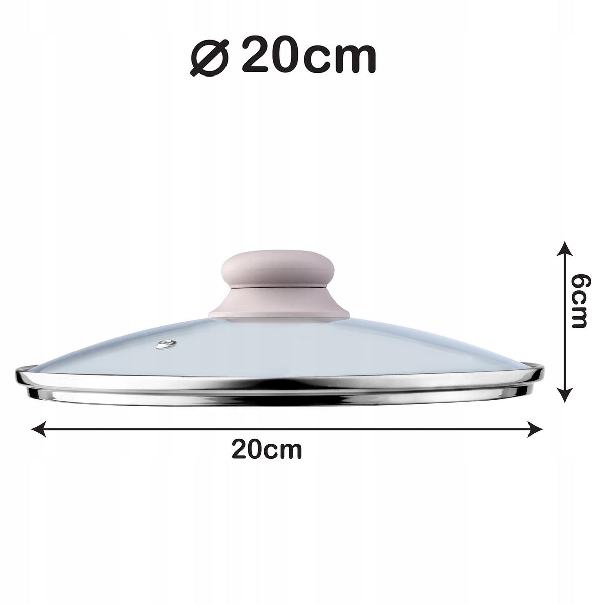 DECKEL mit Beige Silikongriff, 20 cm - Transparent, Glas (20cm) - KADAX